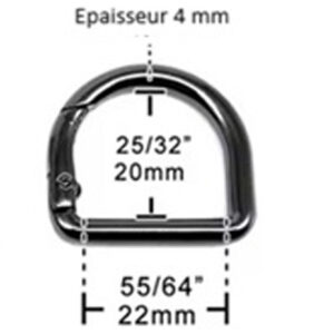 Demi Anneau à ressort pour mousqueton argenté 22 mm – Image 5