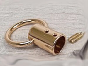 Embout pour cordon 10 mm à baril longueur 37 mm + anneau ø 22 mm doré – Image 1