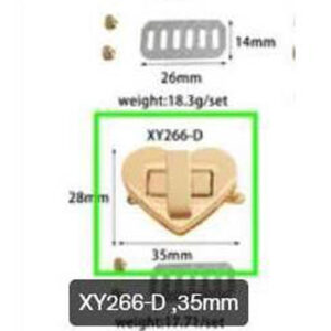 Fermoir a serrure tournante en forme de cœur métallique pour sac à main 35 MM – Image 5