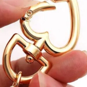 Fermoir connecteur mousqueton pivotant forme cœur métal doré – Image 2