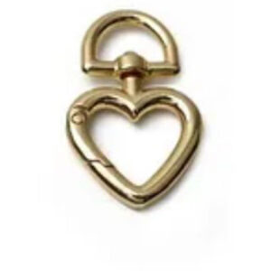 Fermoir connecteur mousqueton pivotant forme cœur métal doré – Image 3