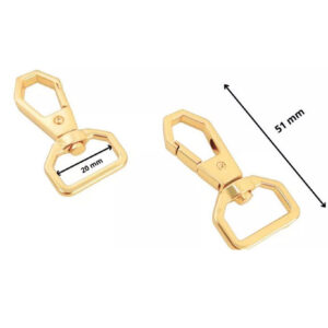 Mousqueton en métal doré design carré – 19 mm – Image 5