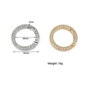 Mousqueton rond dore strass 25 mm – Image 5